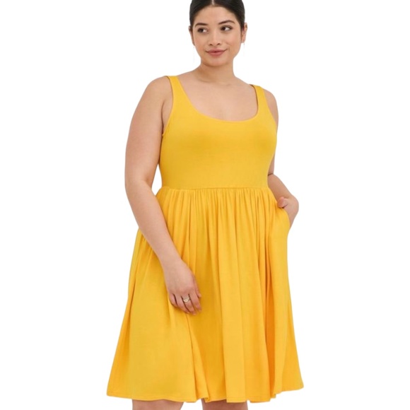Torrid Mini Yellow Stretchy Sundress - Flowy Summer Dress Torrid 1 - US 16/18 - Picture 1 of 8